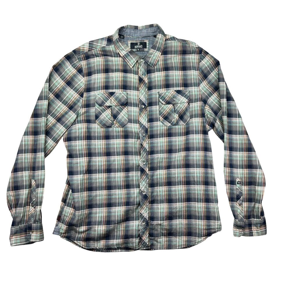 Buffalo David Bitton Shirt Men's Extra Extra Large Green Button Up Long Sleeve